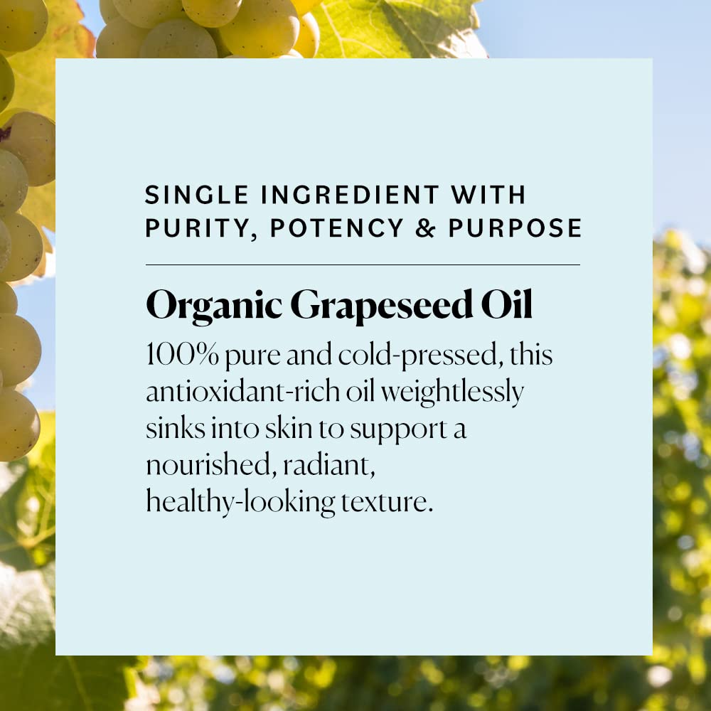 Sky Organics grapeseed oil face application shows light hydration on clean skin