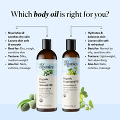 Sky Organics grapeseed oil pour demonstrates fast-absorbing texture for daytime use