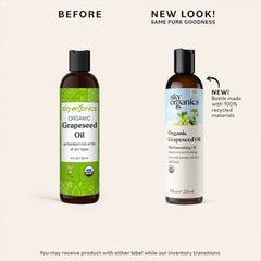 Sky Organics grapeseed oil vitamin E closeup emphasizes nourishing fatty acids