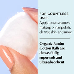 Sky Organics cotton balls, chlorine-free and hypoallergenic for delicate routines.