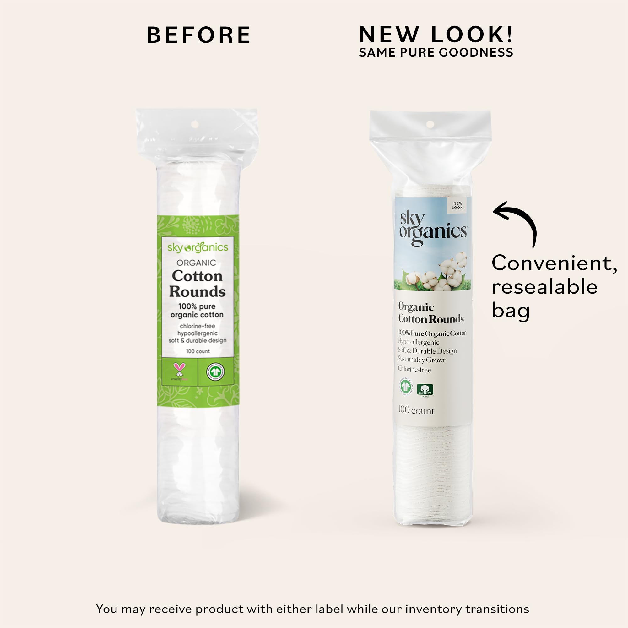 Sky Organics cotton rounds ultra-soft for gentle application and skincare use.