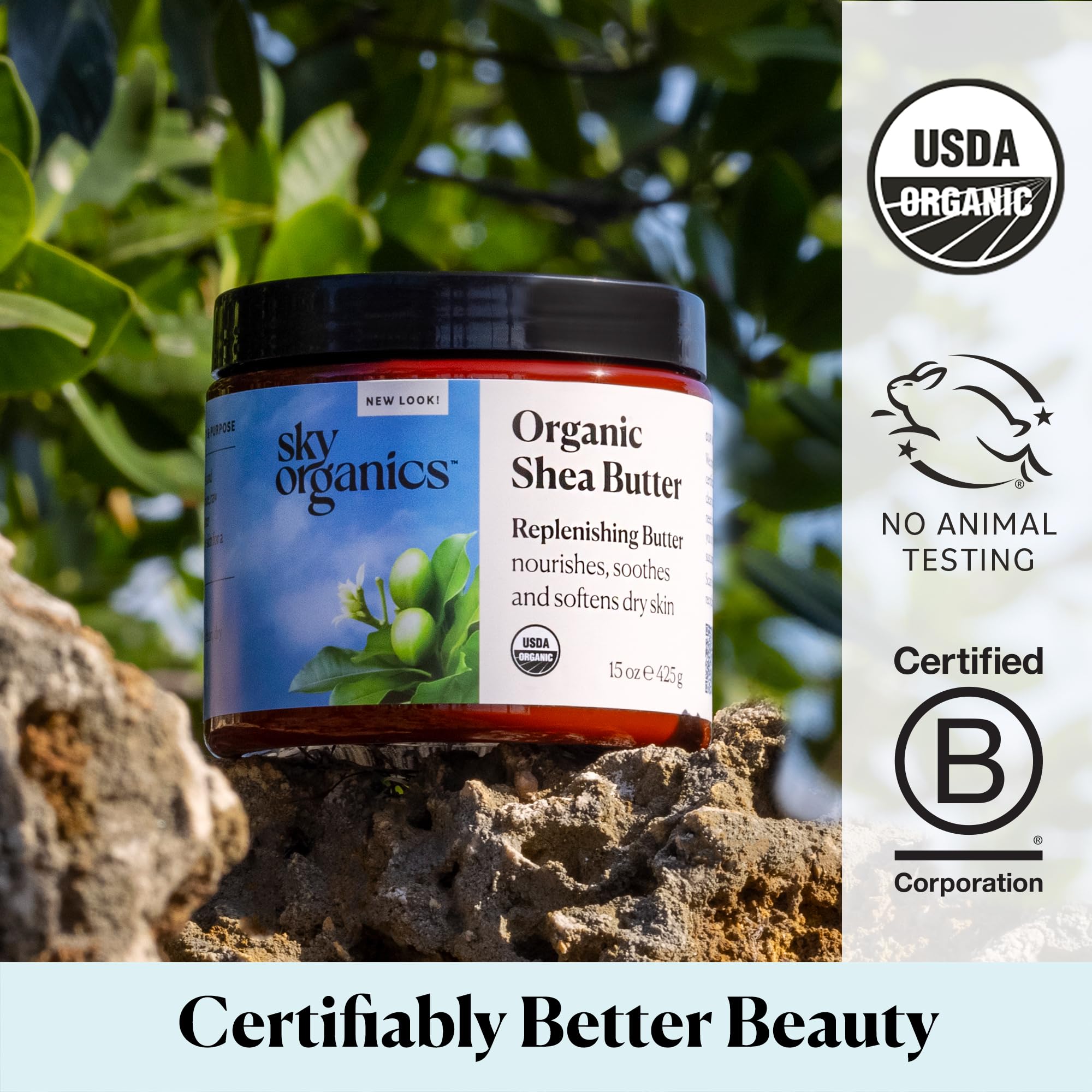Sky Organics shea butter is safe for all skin types.