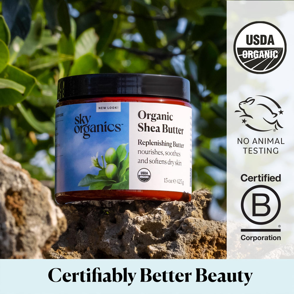Sky Organics shea butter is safe for all skin types.