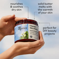 Sky Organics raw, unrefined shea butter preserves natural vitamins for healthy skin care.