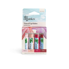 Sky Organics tinted lip balm shimmer on lips for luminous moisture