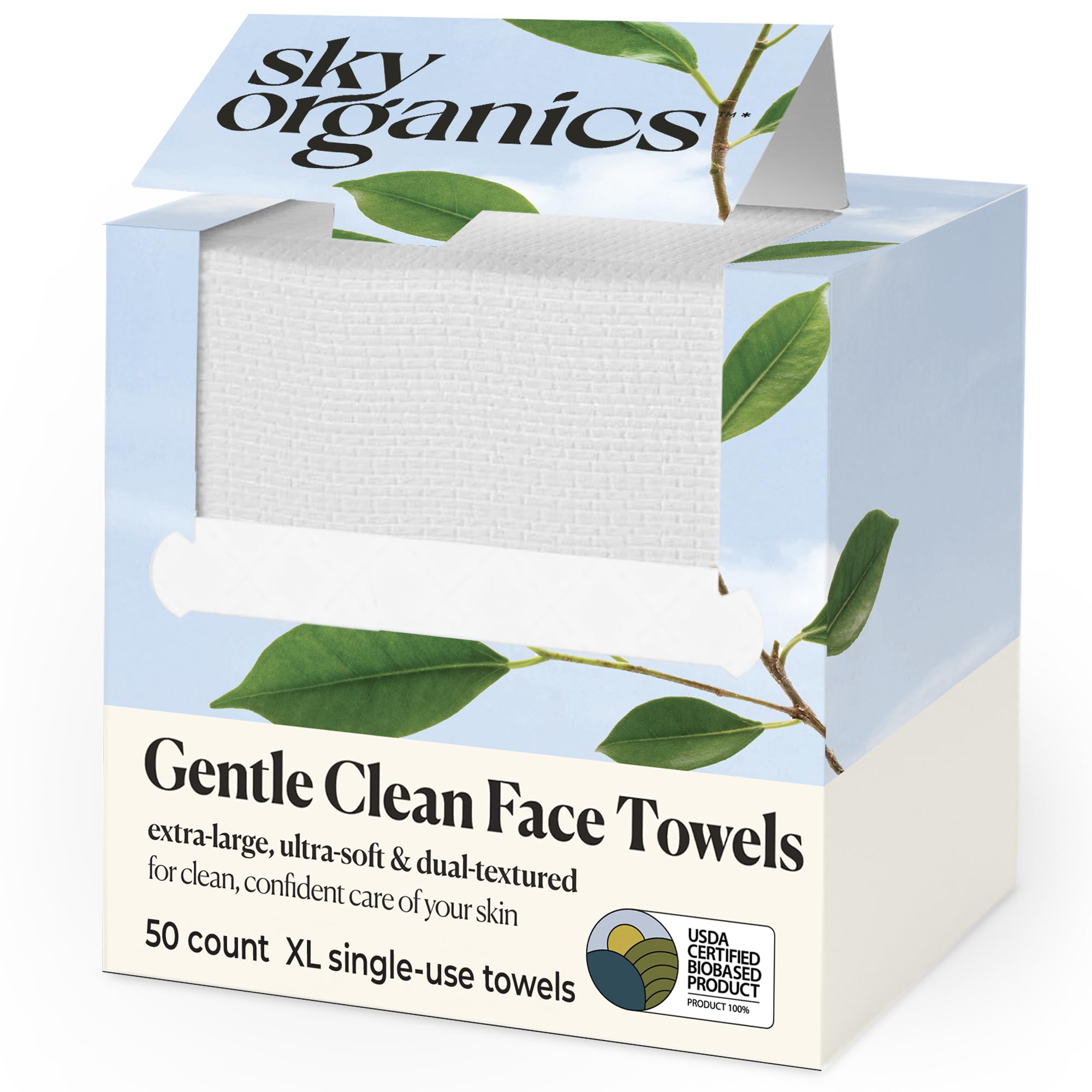 Sky Organics toallita facial desechable con textura dual para limpieza suave