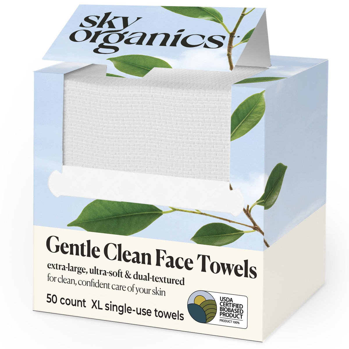Sky Organics toallita facial desechable con textura dual para limpieza suave