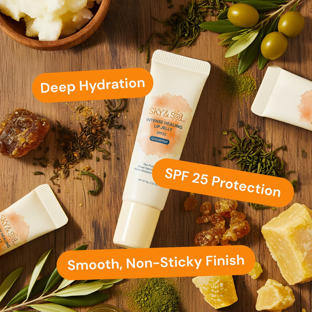 Three-pack packaging of Sky & Sol Lip Jelly SPF 25 on display.