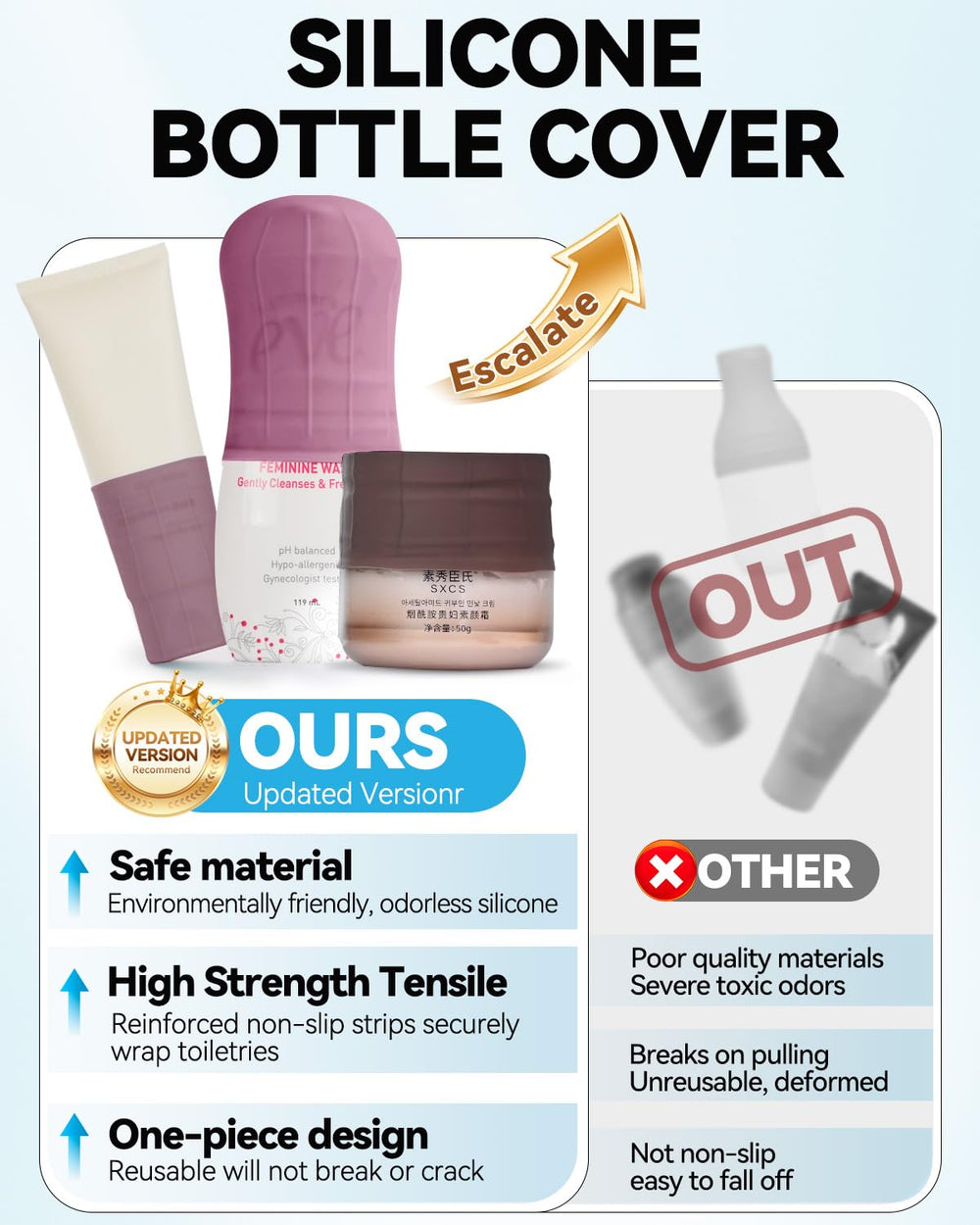 Skyconser leak-proof sleeves securely wrap bottles to prevent spills during travel.