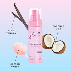 Skylar Boardwalk Delight hair and body mist on skin for daily refresh
