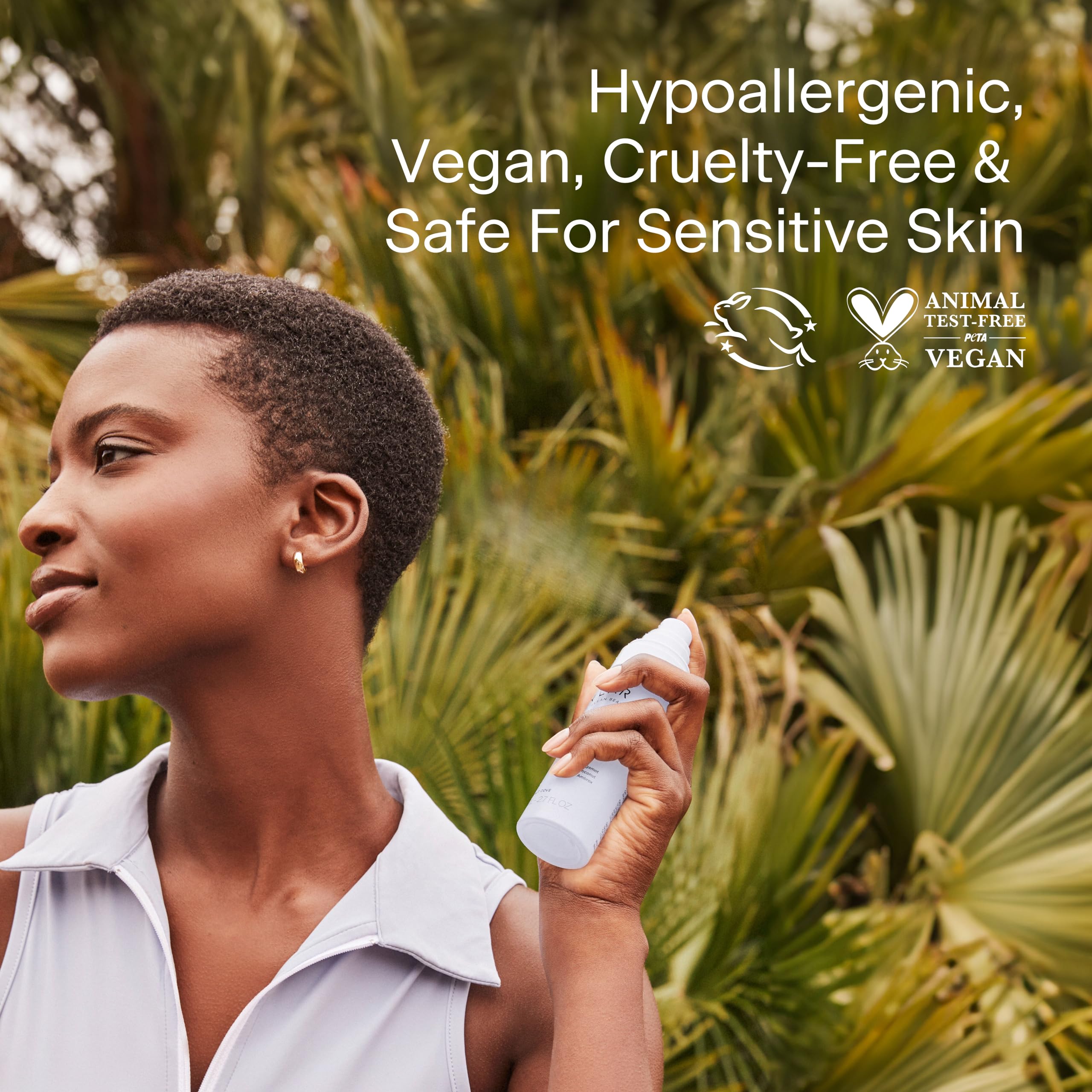 Skylar Coconut Cove ingredients panel highlighting vegan, hypoallergenic formula.
