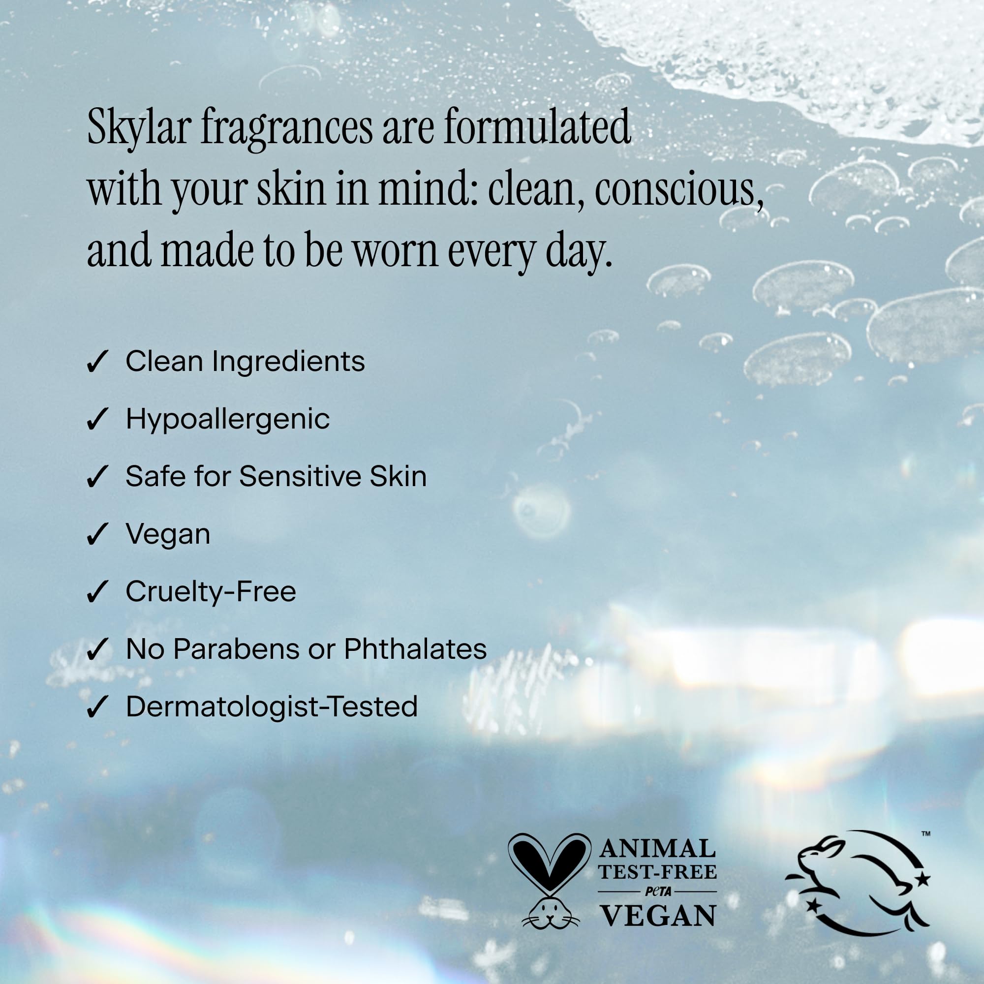 Skylar Salt Air fragrance swatch on skin showing light diffusion.