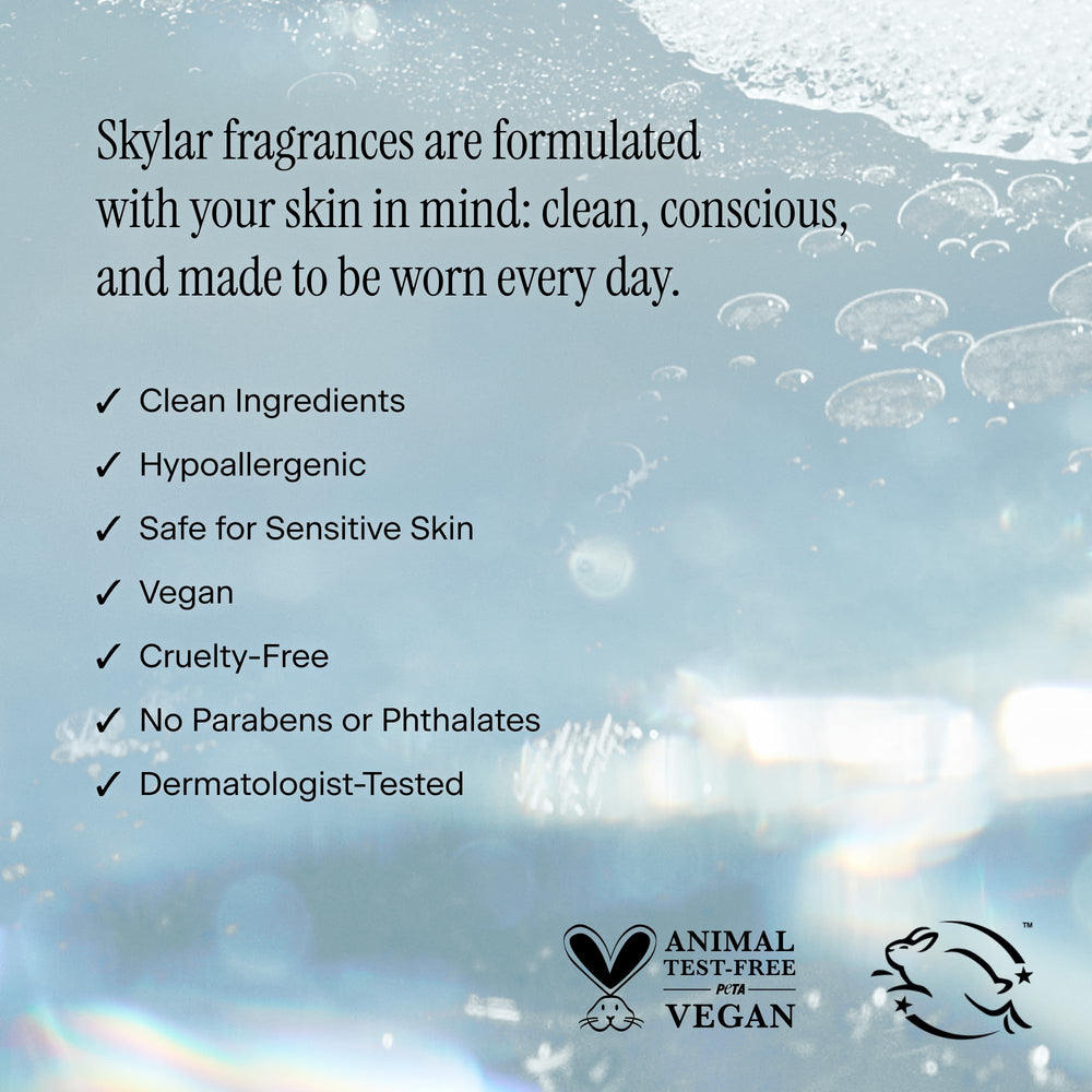 Skylar Salt Air fragrance swatch on skin showing light diffusion.