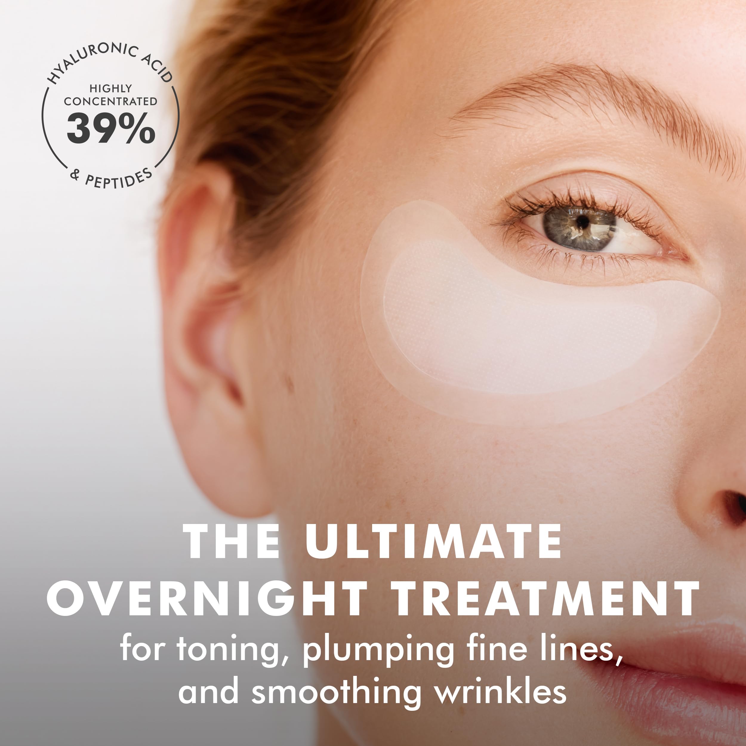 Skyn ICELAND hyaluronic acid and peptides formula providing visible hydration under the eyes.