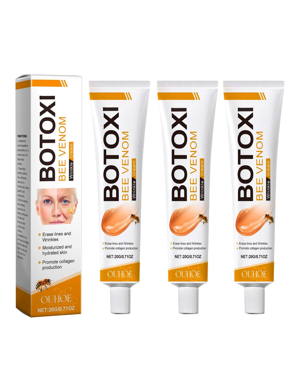 Skyoyo BotoxCream, botella veneno de abeja, ayuda a suavizar arrugas.