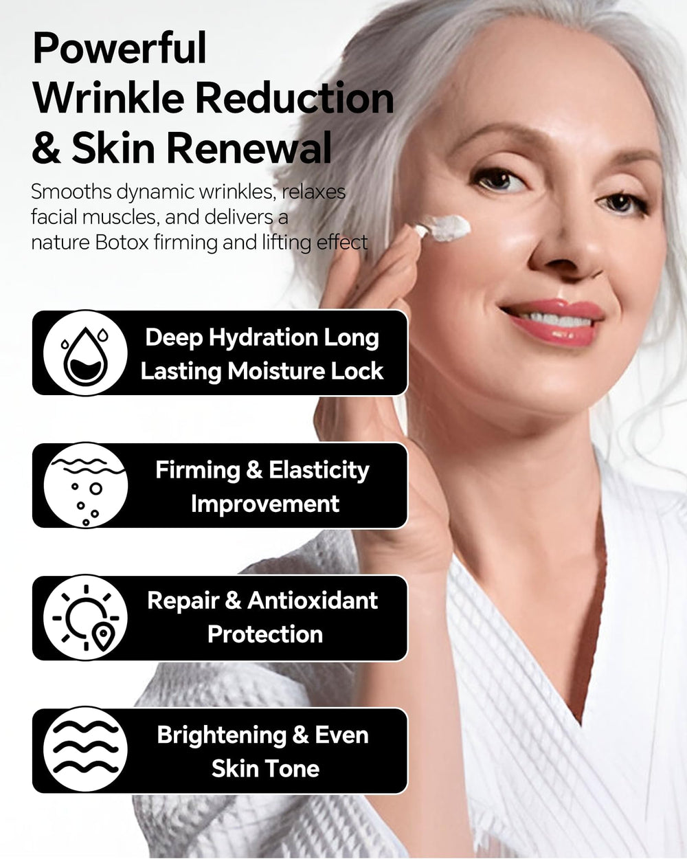 Skyoyo BotoxCream uso facial y para cuello y manos, firmeza sutil.