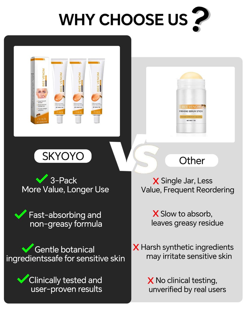 Skyoyo BotoxCream ingredientes naturales, cuidado suave para piel sensible.