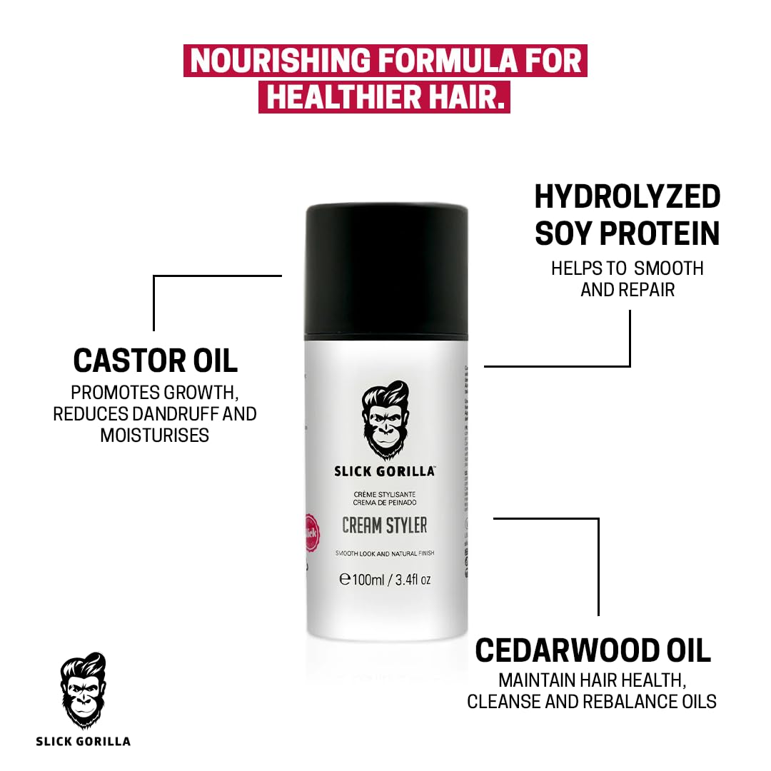 Slick Gorilla Cream Styler, textura liviana para estilo ligero