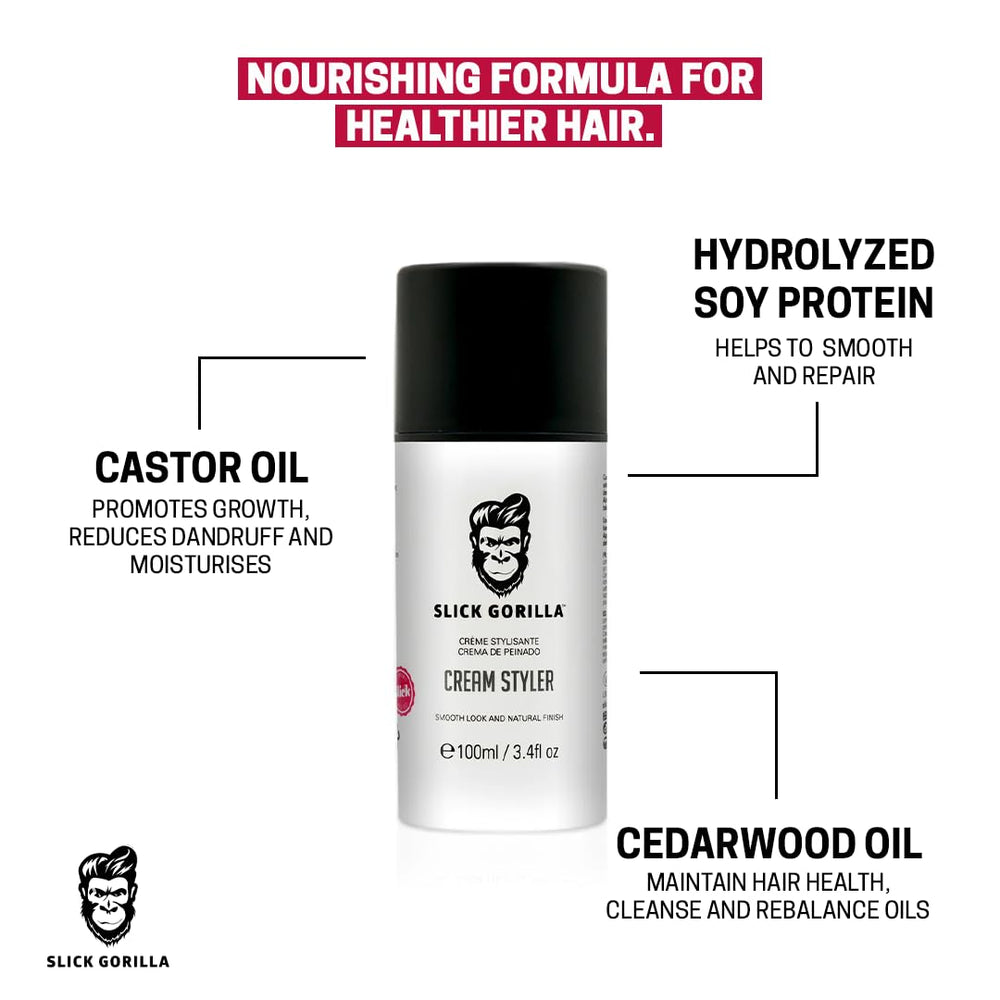 Slick Gorilla Cream Styler, textura liviana para estilo ligero