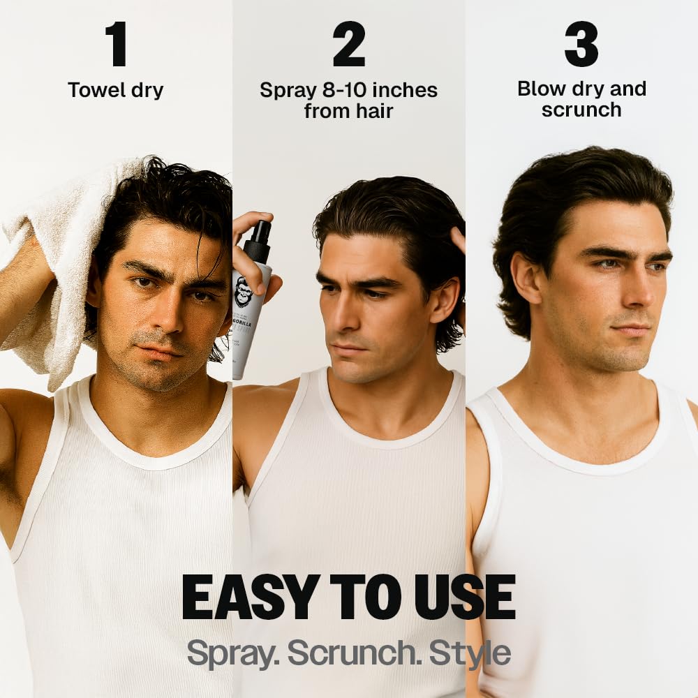 Slick Gorilla Sea Salt Spray matte-finish highlights a clean, no-shine texture.