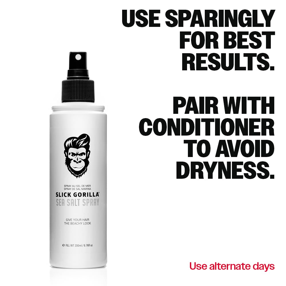 Slick Gorilla Sea Salt Spray travel-size proves portable grooming on the go.