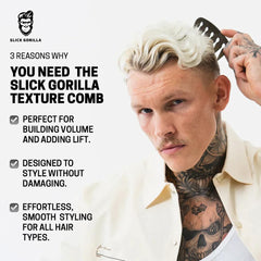 Slick Gorilla Texture Comb styling session shows versatile textures.