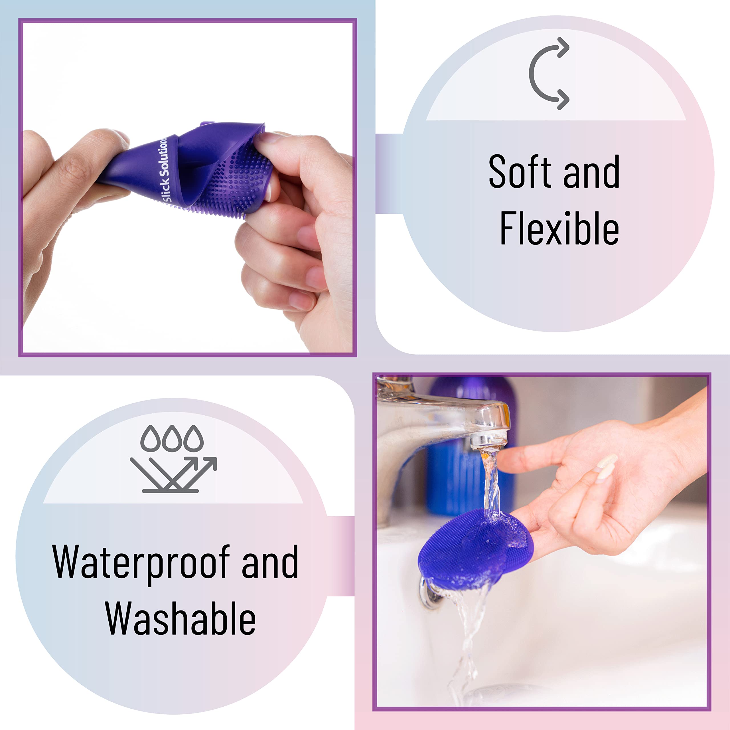 Slick Solutions massage points on brush promote facial circulation.