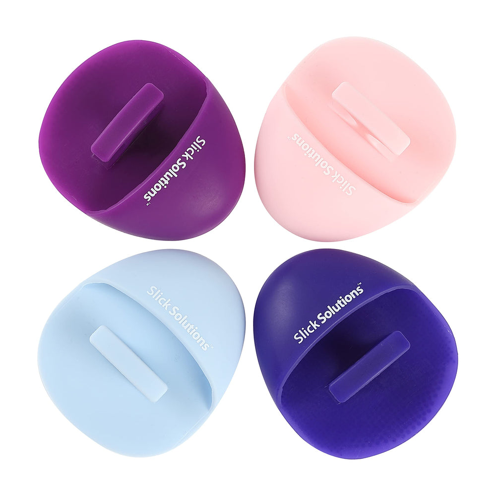 Slick Solutions silicone facial cleansing brush pack shown for deep cleansing and exfoliation.
