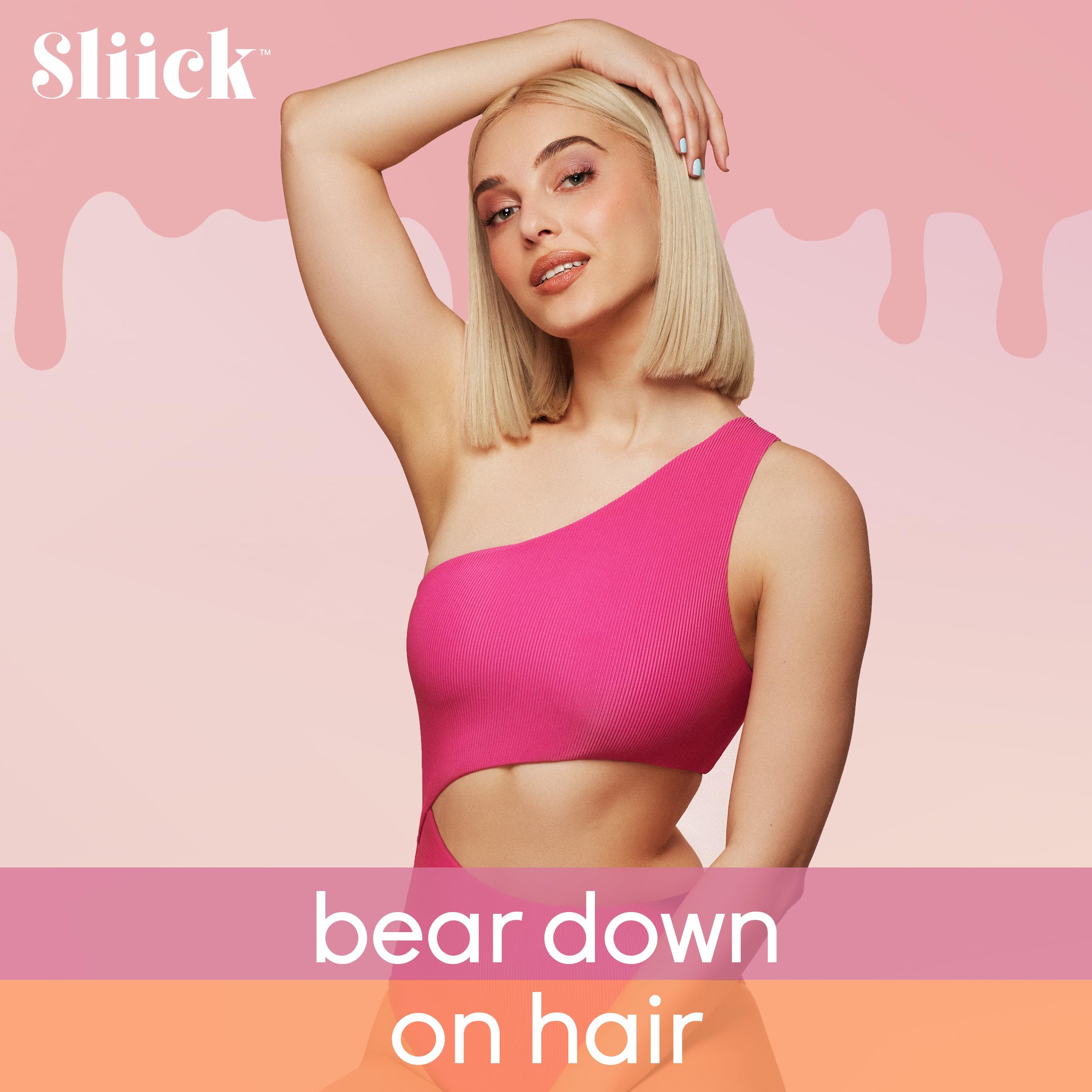 Sliick hard wax beads focus on brows and bikini areas for precise waxing.