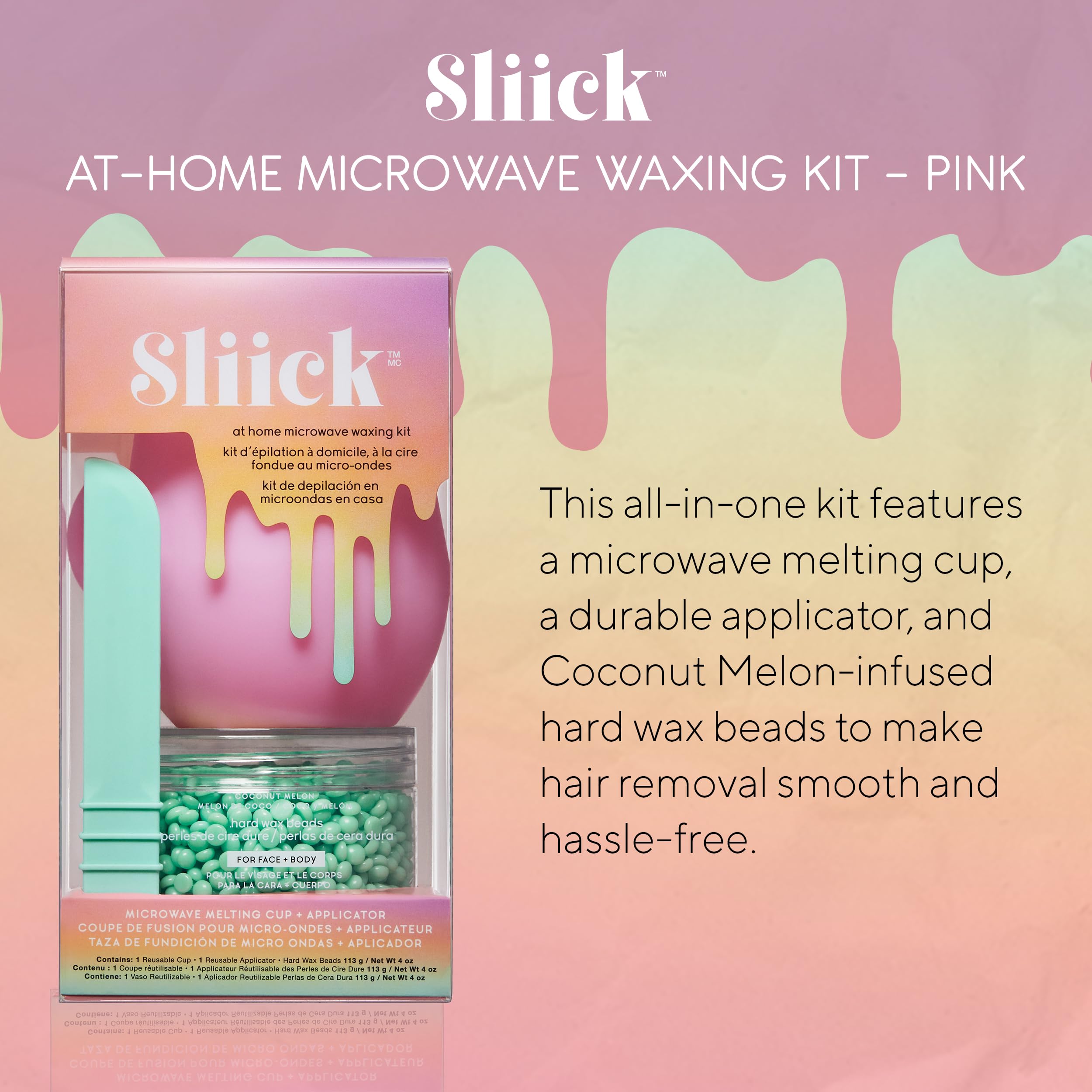 Sliick microwave cup demonstrates quick wax melting for painless prep.