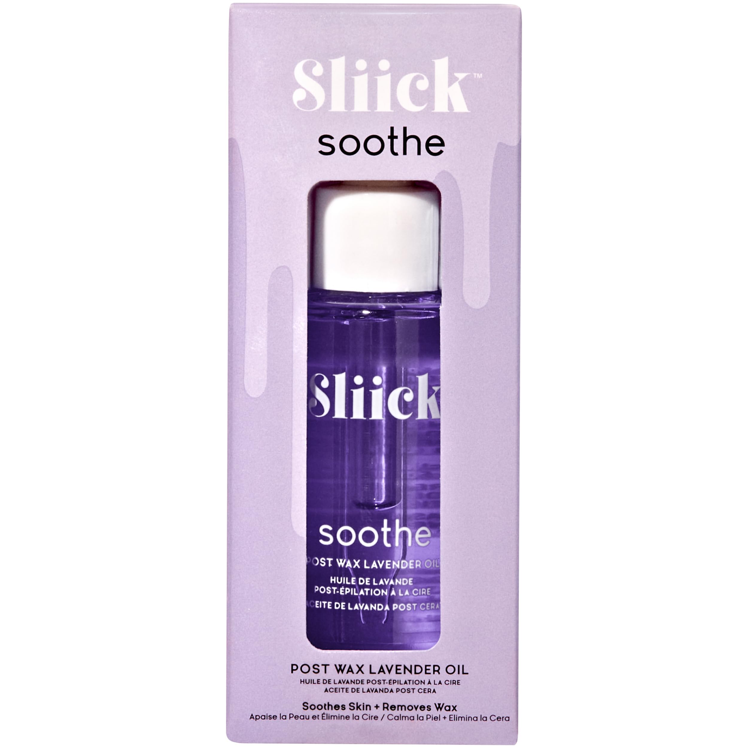 Sliick Soothe post-wax lavender oil bottle for calming after-wax skin
