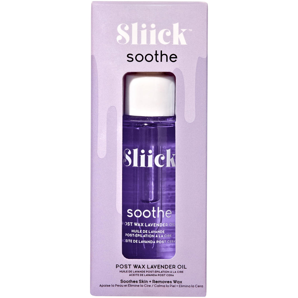 Sliick Soothe post-wax lavender oil bottle for calming after-wax skin