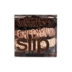 SLIP skinny scrunchies in light brown close-up with smooth, secure grip