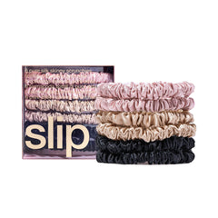 SLIP Skinny Scrunchies Multi pink close-up showing gentle hold.
