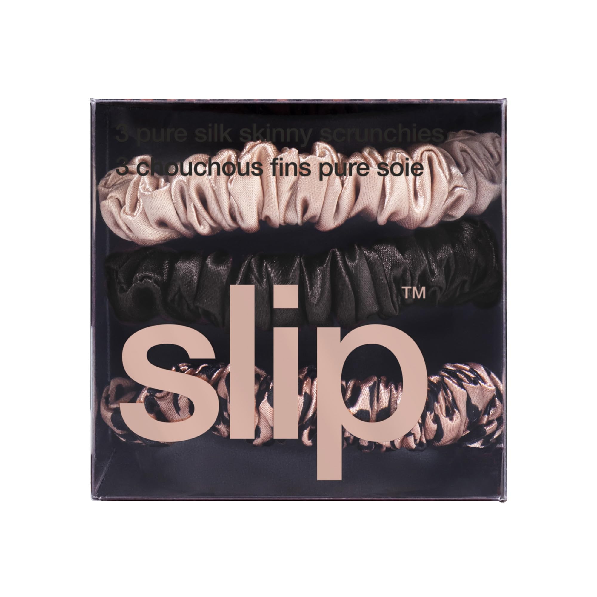 SLIPSILK rose gold close-up silk scrunchie highlights silky texture.