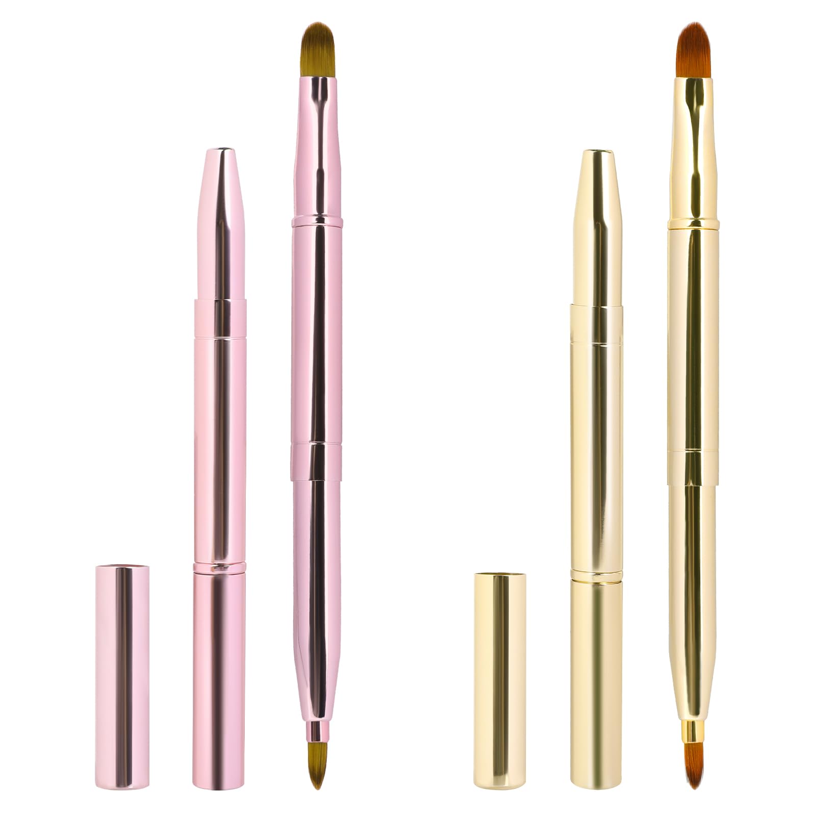 Sliverdew 2-pack retractable lip brush with gold cap for precise lip outlining and filling.