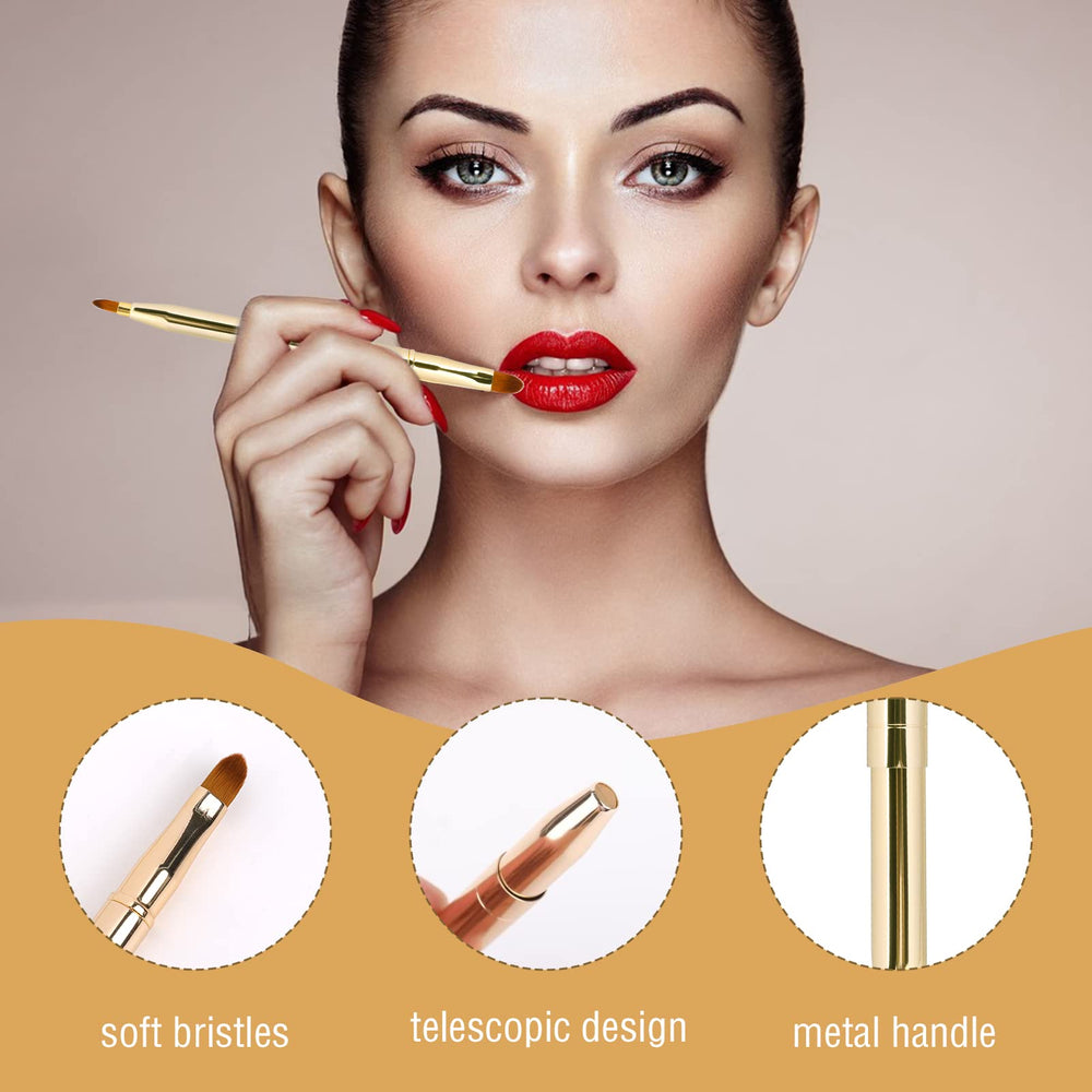Sliverdew 2-pack retractable lip brush with pink cap for portable makeup on the go.