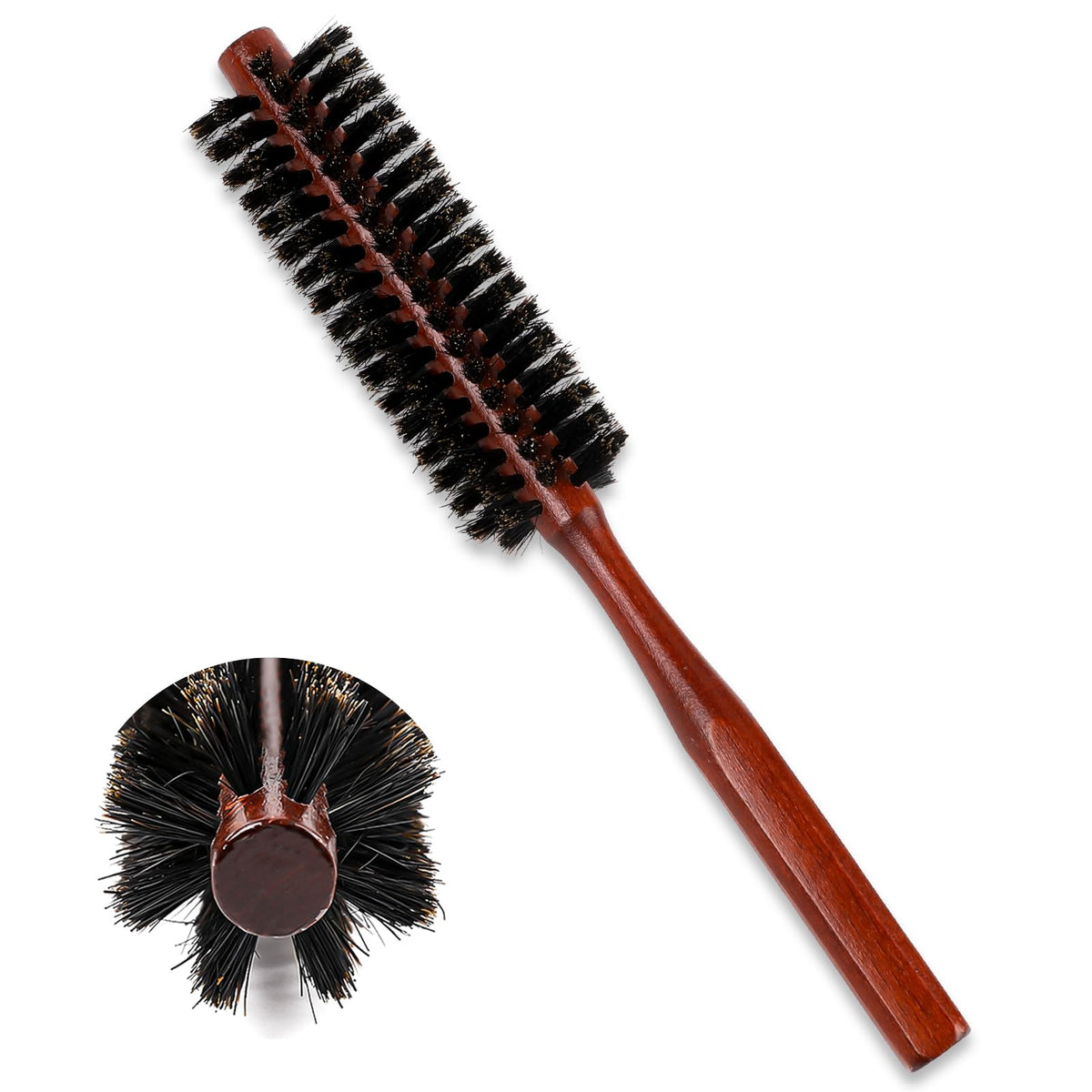 Sliverdew small round boar bristle brush with soft bristles for gentle scalp care