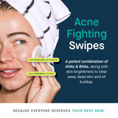 SLMD AHA BHA toner pads close-up pad shows gentle texture for daily exfoliation.