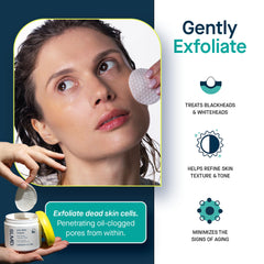 SLMD AHA BHA toner pads face-application scene demonstrates easy steps for smoother skin.