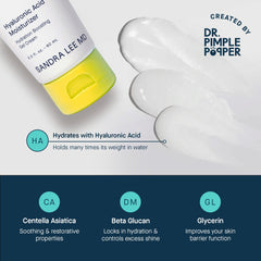 SLMD Hyaluronic Acid Face Moisturizer ingredients close-up with Centella Asiatica and dimethicone.