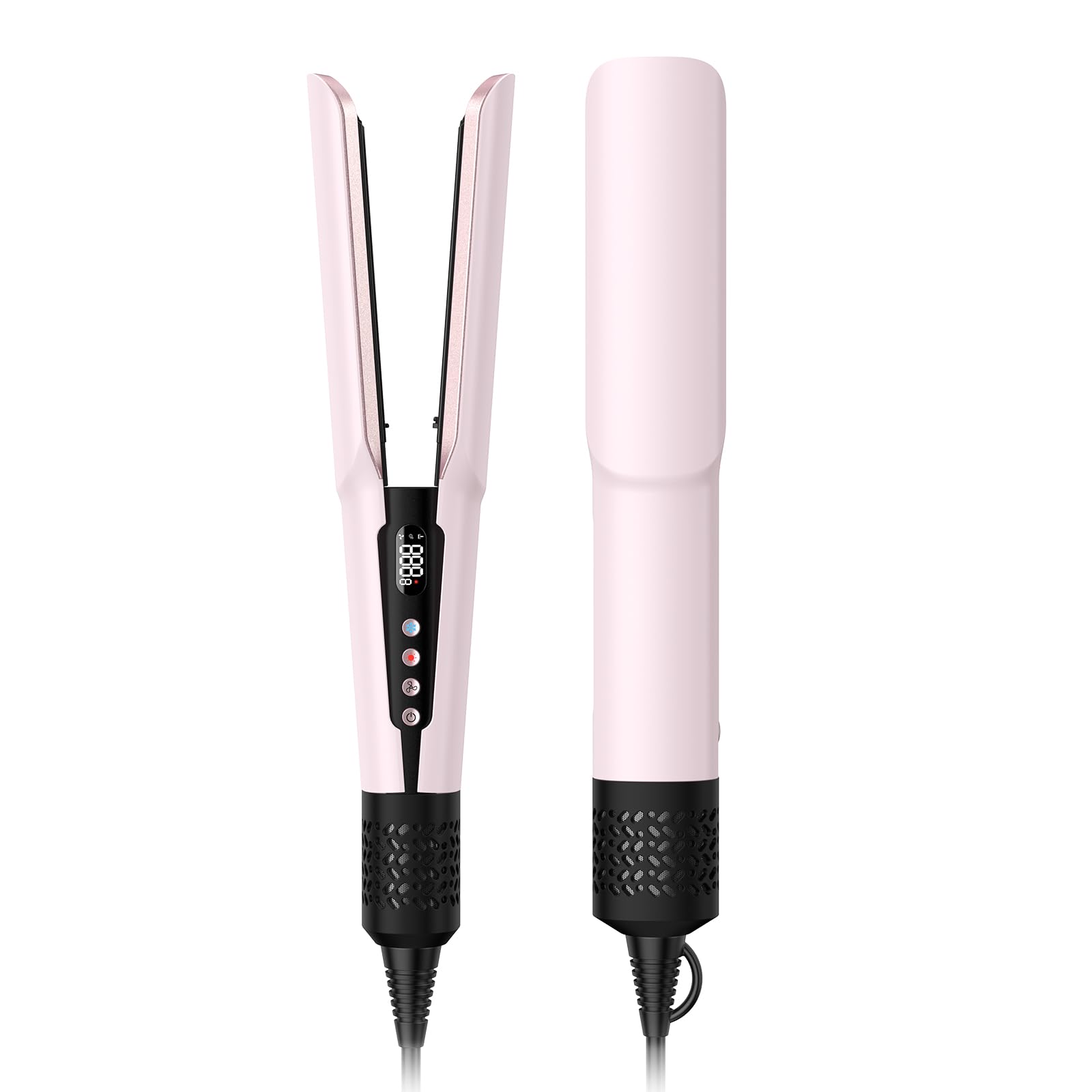 Slopehill 2-in-1 pink front view shows compact, stylish styling tool for glossy hair.