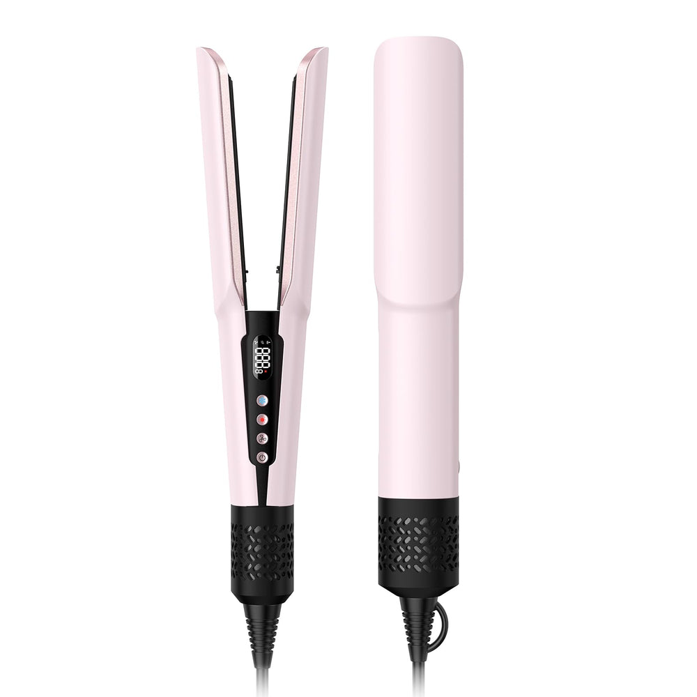 Slopehill 2-in-1 pink front view shows compact, stylish styling tool for glossy hair.