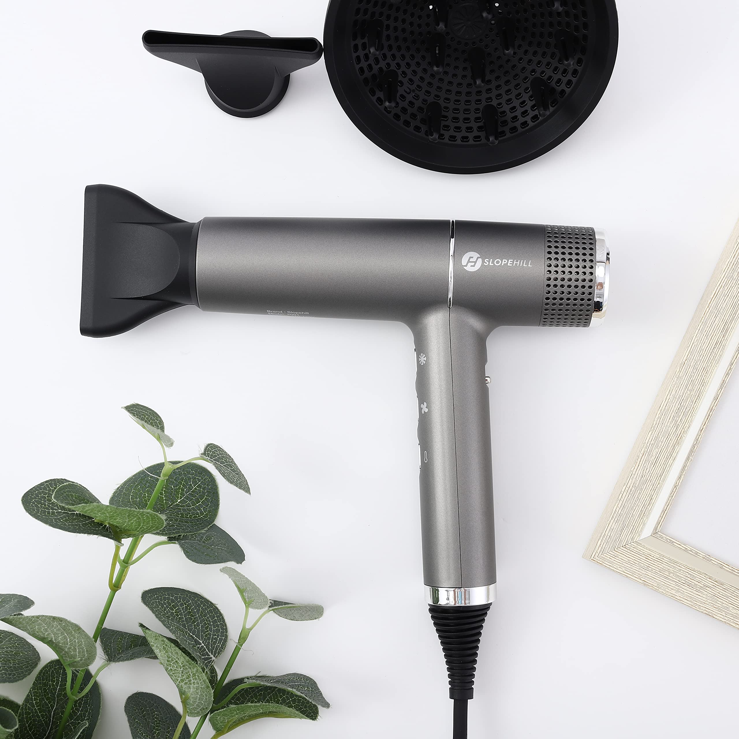 Slopehill hair dryer ion emission system reduces static for smoother hair.