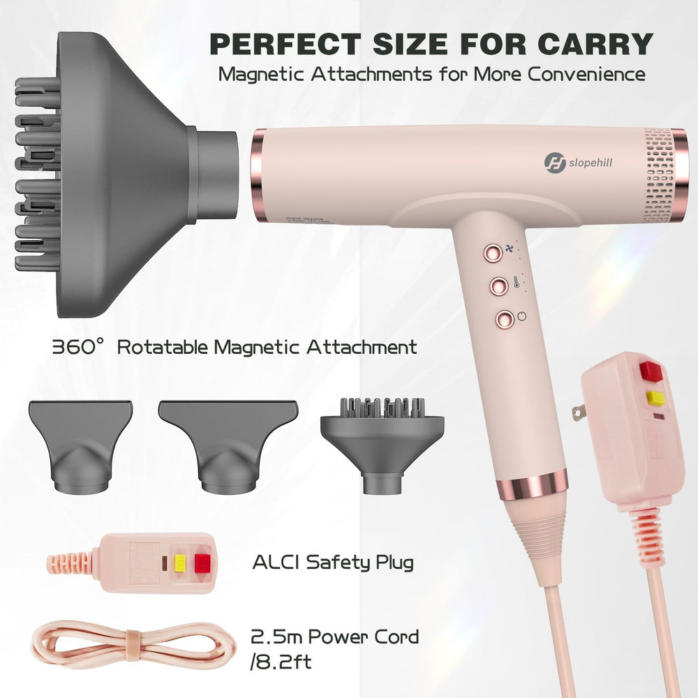 slopehill ionic hair dryer LED indicators displaying settings