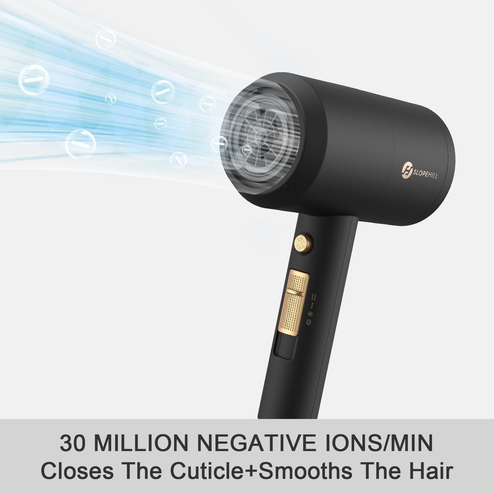 Slopehill ionic dryer cool-shot button enables quick cooling to set styles.