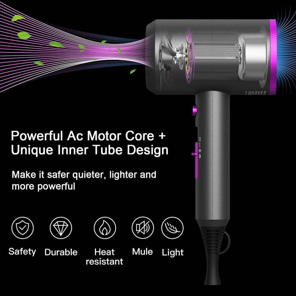 Slopehill professional ionic hair dryer motor detail highlighting high airflow for fast drying.