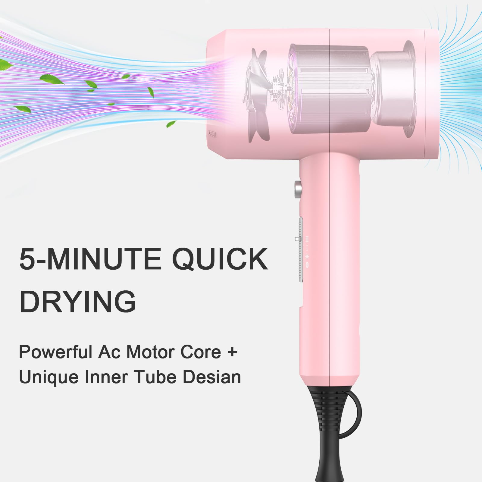 Slopehill hair dryer pink side profile showing lightweight design for travel.
