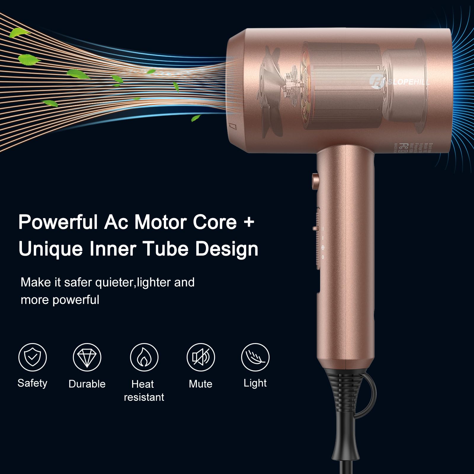 Slopehill dryer rear view highlights compact design and efficient airflow for long styling sessions.