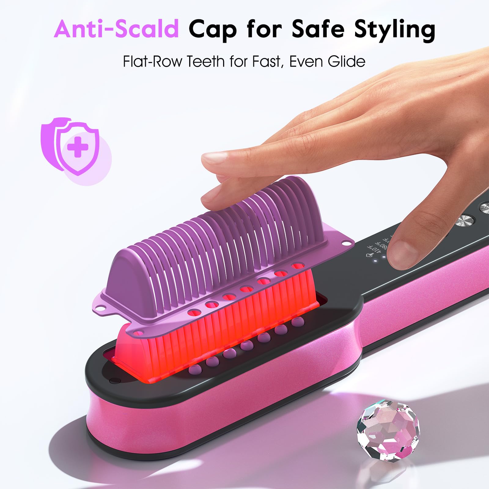 Slopehill Steam Hair Straightener Brush ionic technology adds shine and reduces static.
